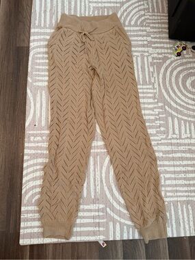 Women’s Knit Track Joggers in Camel
